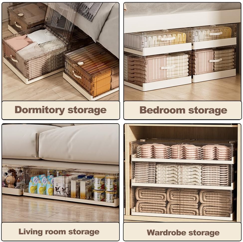 Under Bed Storage Containers with Wheels - Stackable, Large Capacity 39" Foldable Plastic Storage Boxes with Lids for Clothes, Shoes, Blankets - Perfect for Bedroom Organization,20cm