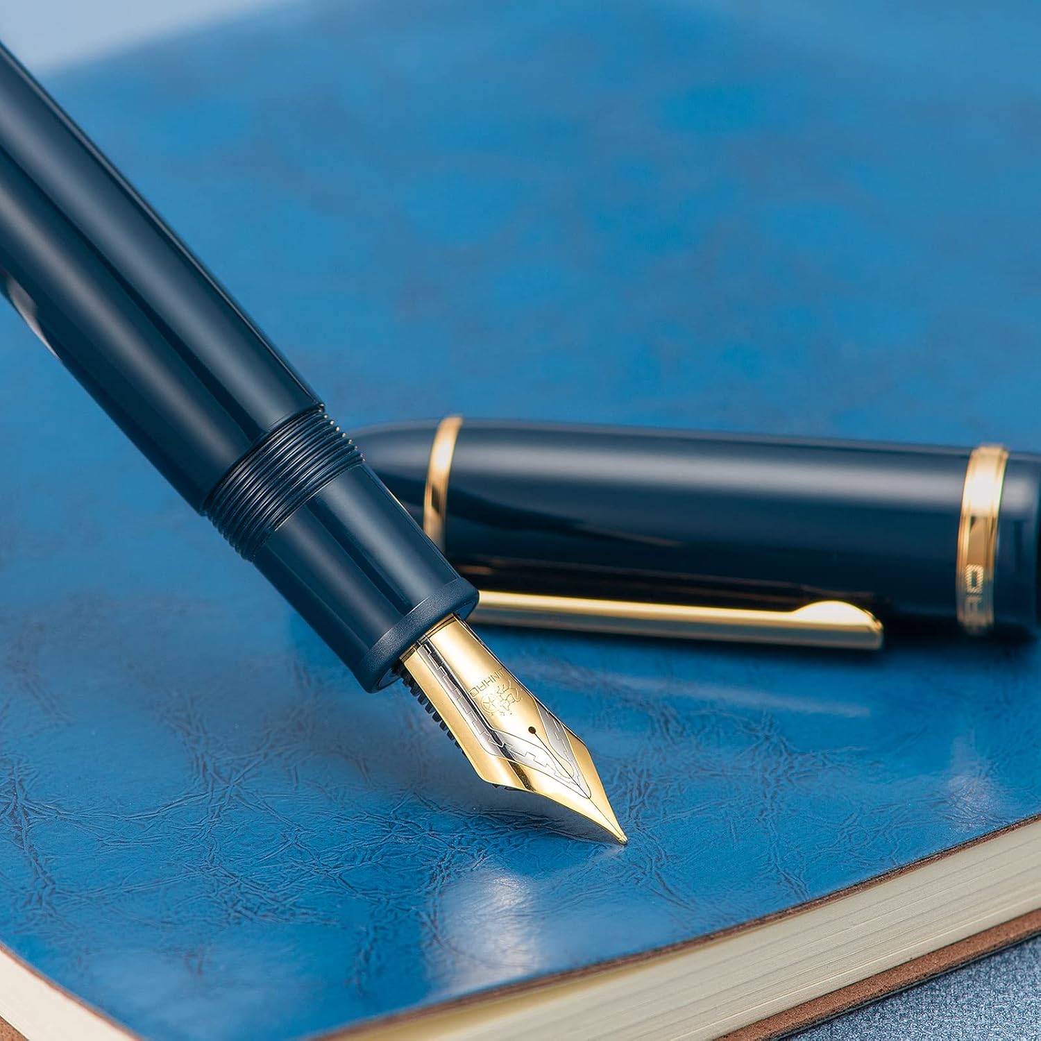3PCS Assorted Colors Jinhao X159 Acrylic Fountain Pen Set, Size 8 Medium Nib Gold Trim Classic Design Smooth Writing Pen with Converter