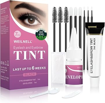 Eyebrow & Eyelash Tint Kit, Professional Instant Lash & Brow Dye Kit, Easy to Use with Natural Results, Salon Home Use DIY Hair Dyeing for Full Brows & Volume Lashes 7ml Black
