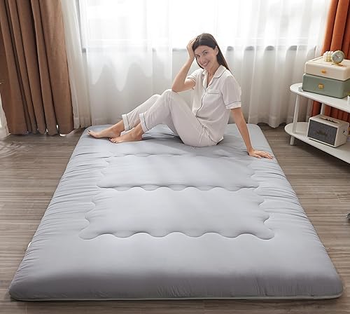 Miniatura 8 de Colchón japonés de suelo futón, tapete grueso de tatami, colchoneta plegable enrollable para niños y niñas, colchón para dormitorio de niños y