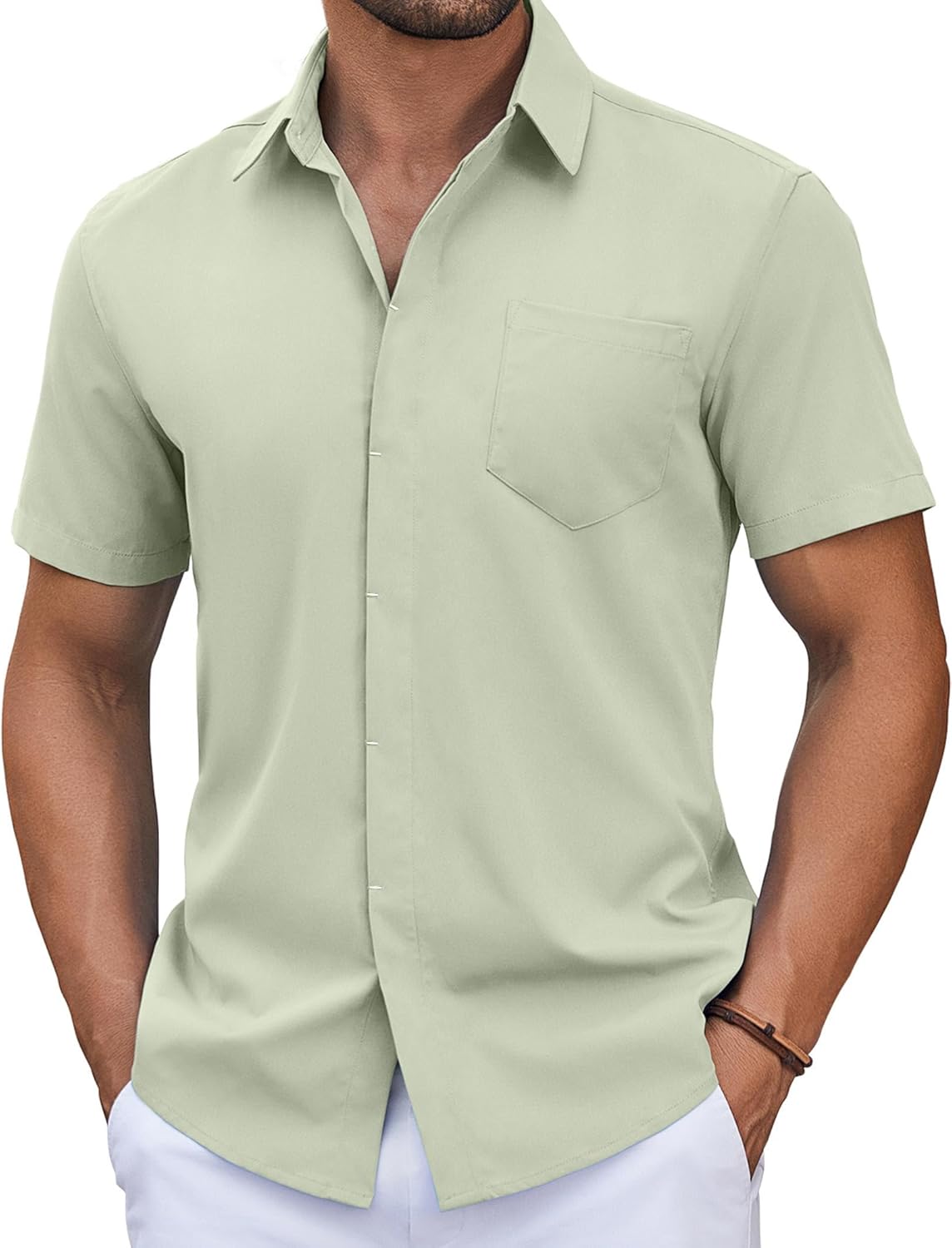 COOFANDY Mens Short Sleeve Button Down Shirt Casual Untucked Summer Shirt with Pocket COOFANDY Mens Short Sleeve Button Down Shirt Casual Untucked Summer Shirt with Pocket