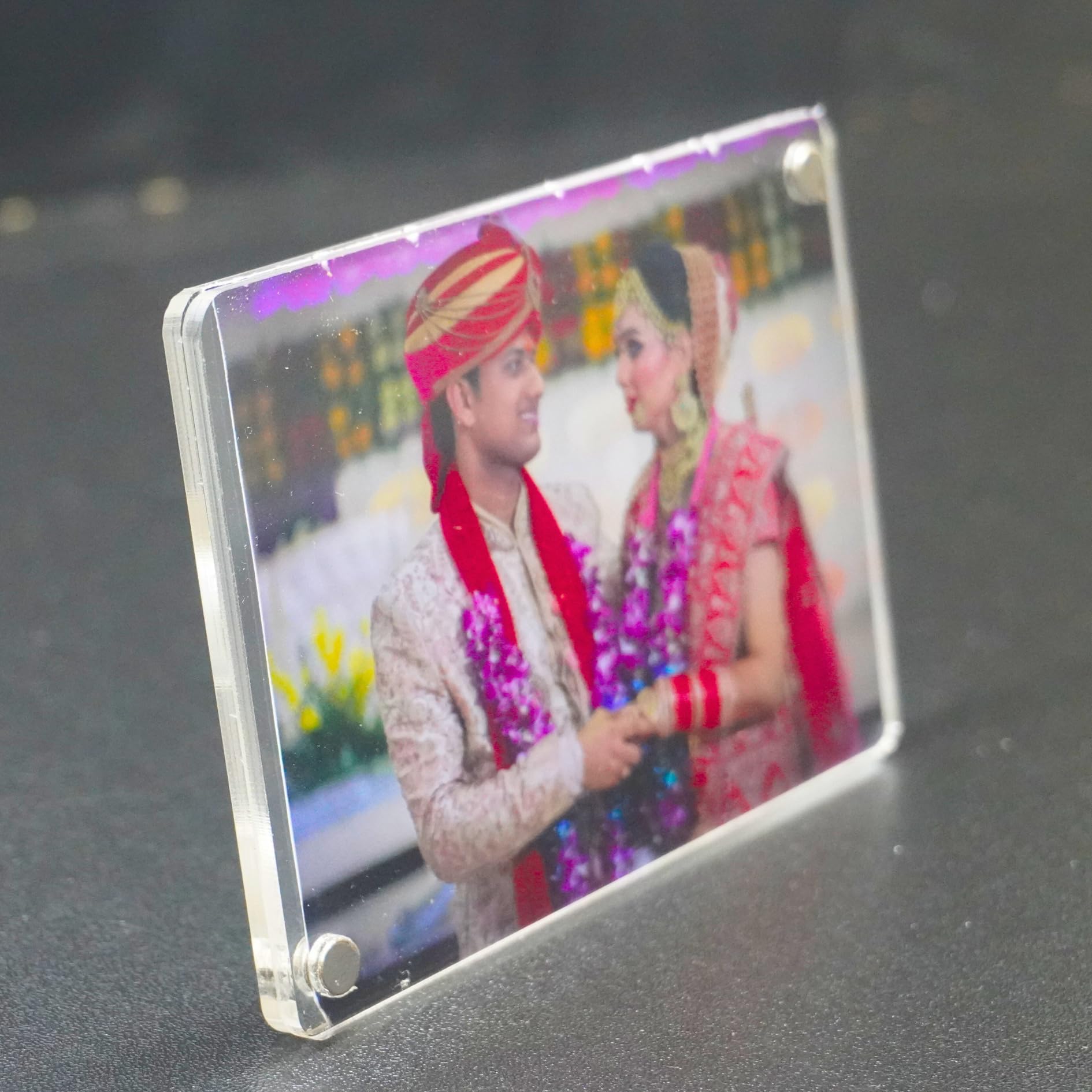 Bhagwate Premium Magnetic Acrylic Photo Frames, Customise Polaroid Fridge Magnetic Photo Frame I Rakhi, Birthday & Anniversry I Photos, Instant Camera Prints (3 X3 INCH) (4, Sliver) 2