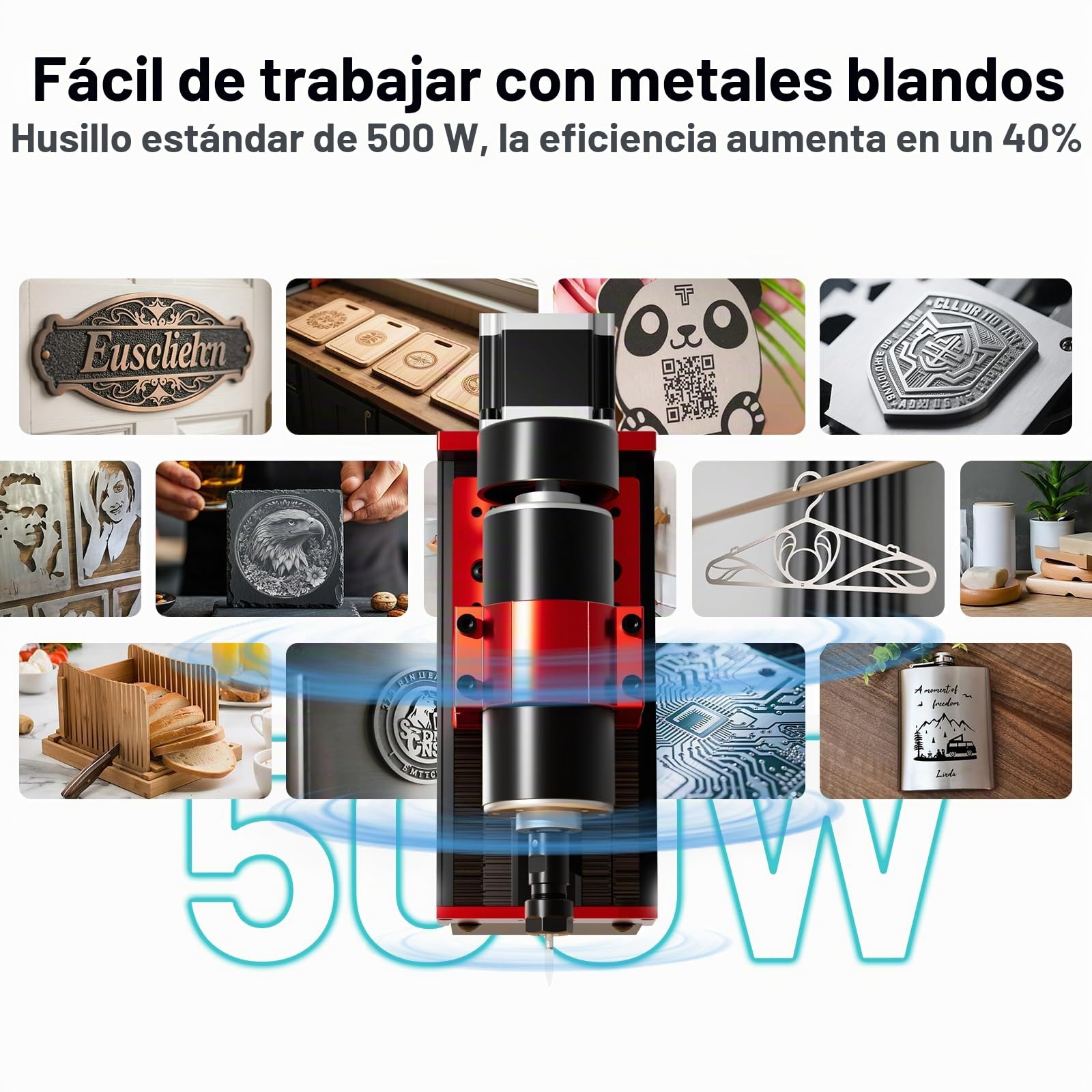 Twotrees Fresadora CNC TTC450 Ultra 500W, conmutable entre CNC y modo de grabado láser, con controlador de pantalla táctil de 3.5 pulgadas, máquina de grabado CNC para metal, aluminio, madera