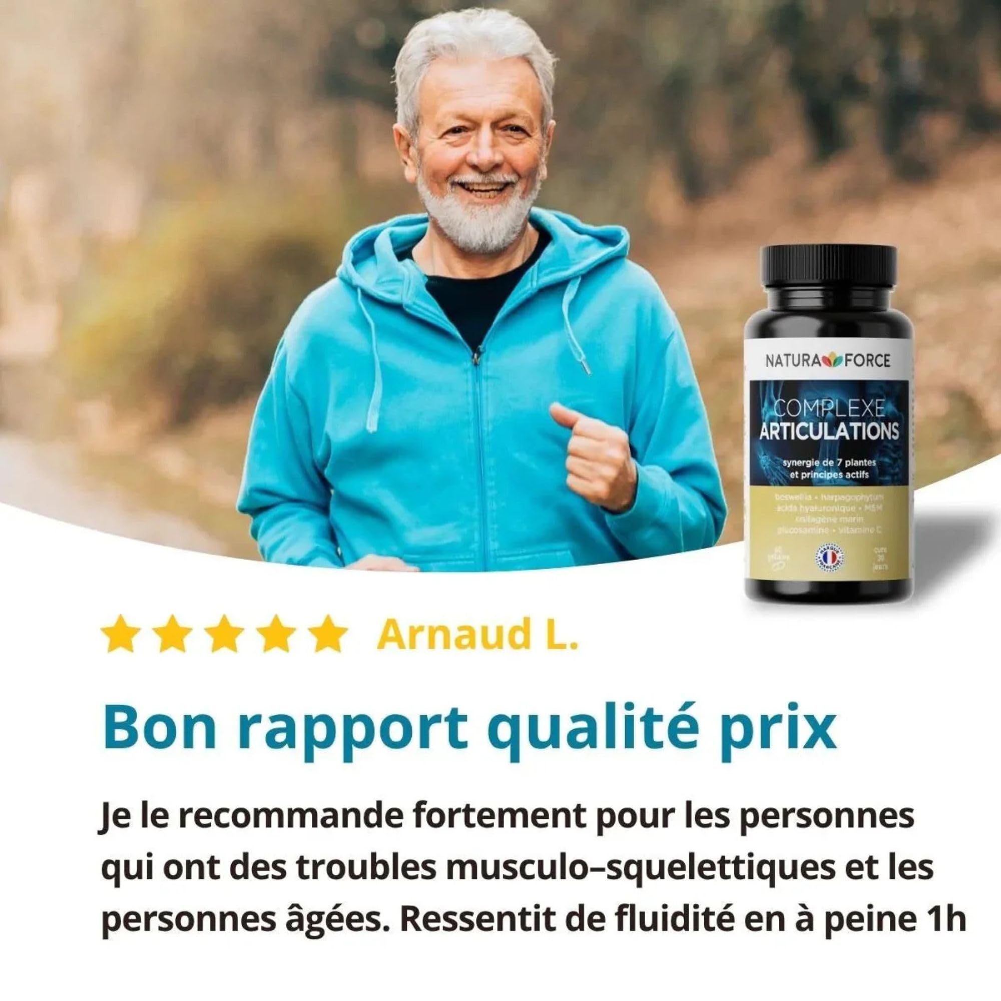 Complexe Articulations - 7 plantes et principes actifs hautement titrés - la santé articulaire - Soulagement des symptômes de l’arthrose légère à modérée - Boite de 60 Gélules, Paquet de 1