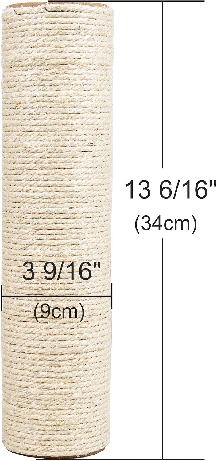 Dimaka Cat Scratching Post, Sisal Rope with Covered with Soft Smooth Plush Post Floor Toy Cats (Beige)