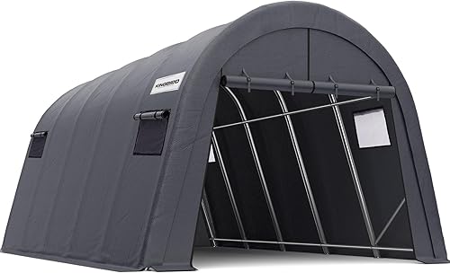 KING BIRD Cochera de estilo redondo resistente de 12 x 20 pies para SUV, camión y barco de tamaño completo, toldo antibloqueo para automóvil,