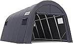 KING BIRD 12' x 20' Heavy Duty Round Style Carport with Roll-up Ventilated Windows for SUV, Full-Size Truck and Boat, Anti-Snow Car Canopy Outdoor Boat Shelter with Reinforced Ground Bars