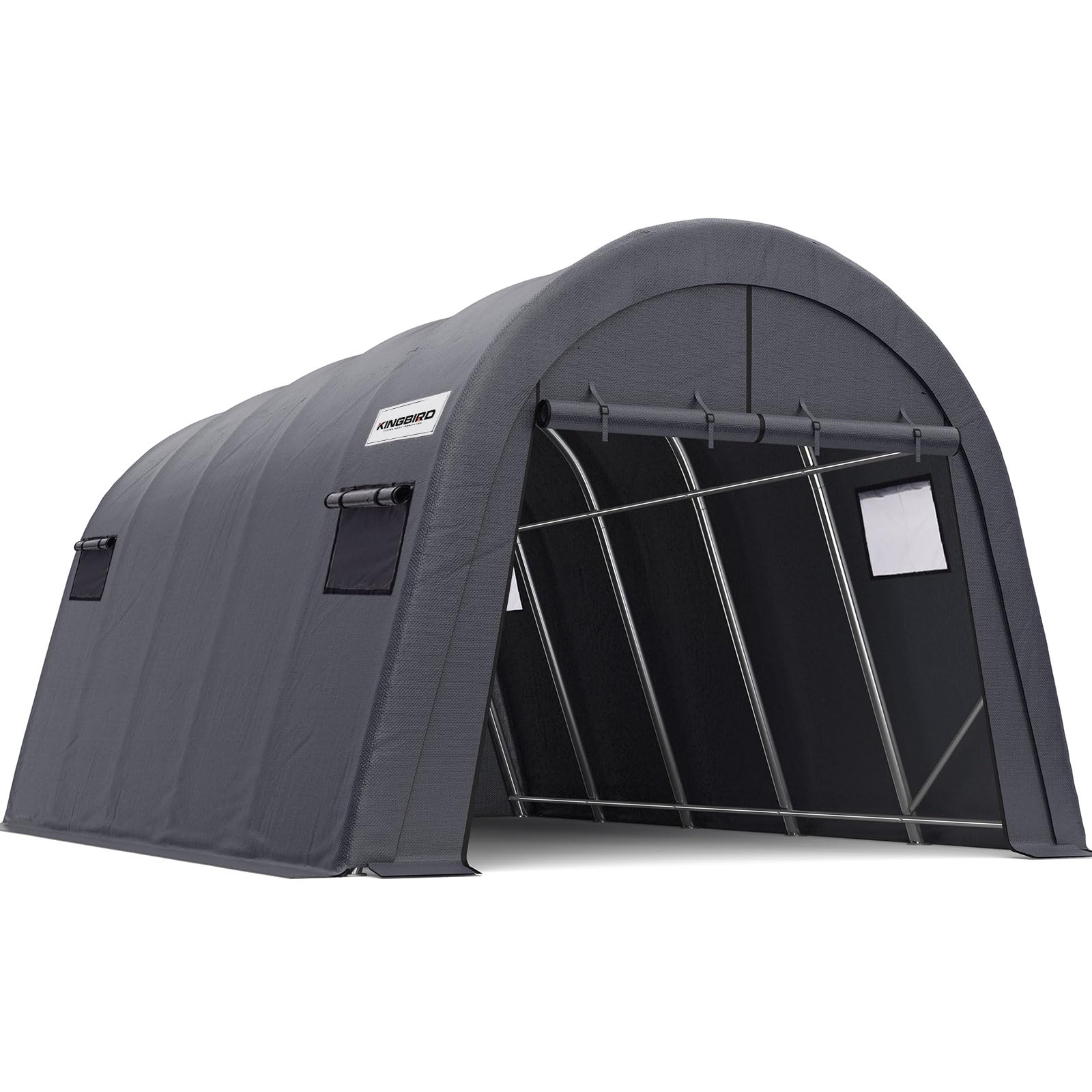 KING BIRD 12' x 20' Carport Heavy Duty with Roll-up Ventilated Windows