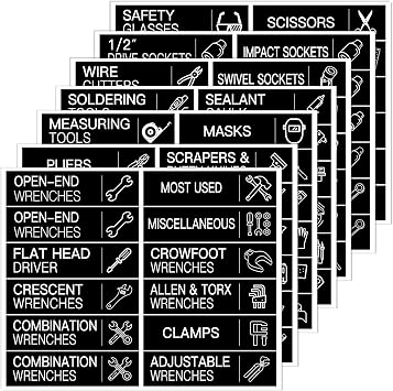 KSIWRE 168 PCS Tool Box Label Stickers, Toolbox Organization Stickers,Tool Box Drawer Identifying LabelsBlack