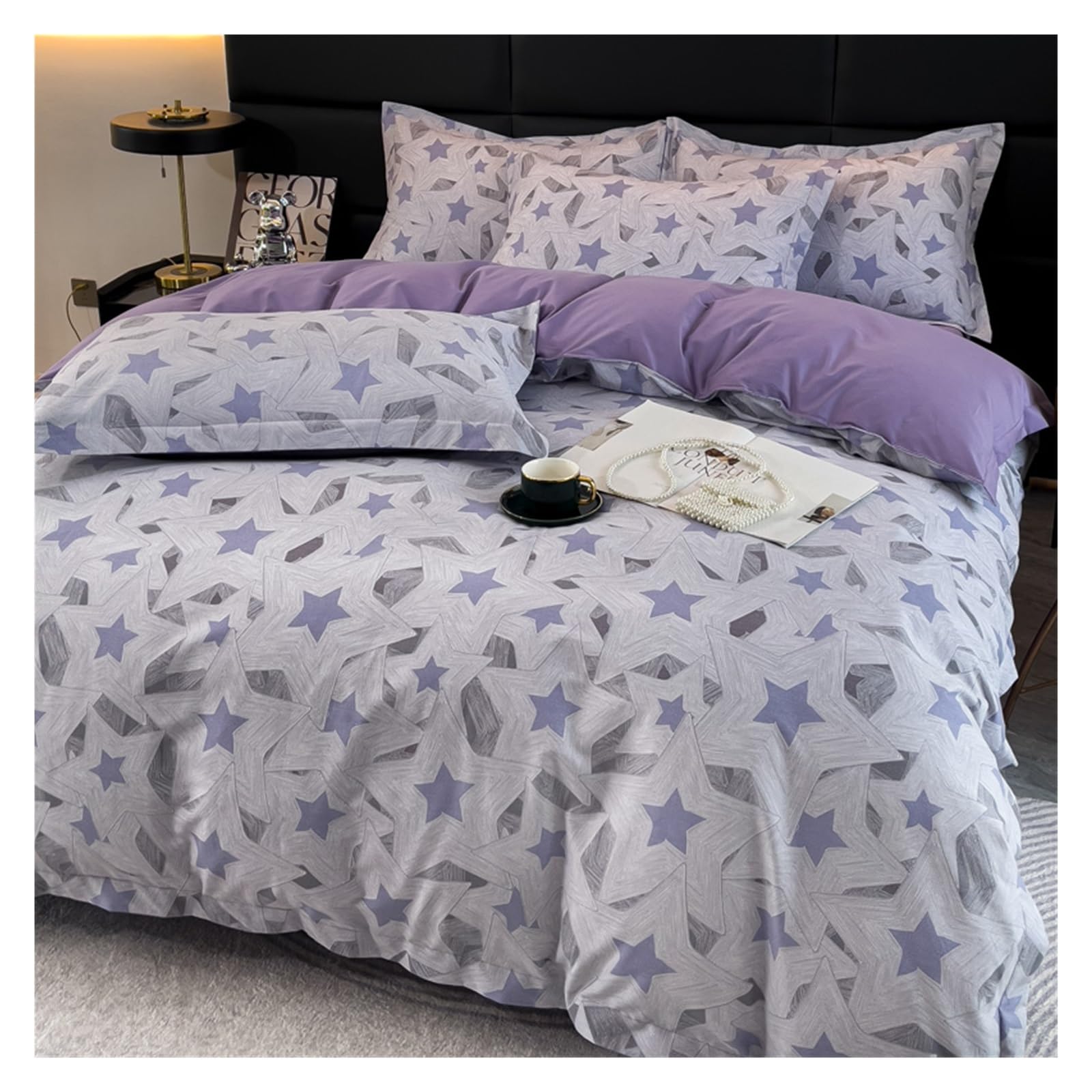 Housse de couette avec fermeture éclair en coton anti glissement 200x230