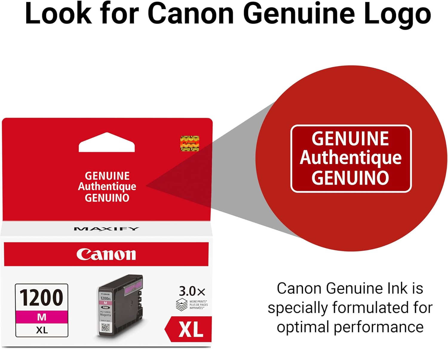 Canon PGI-1200XL Genuine Magenta Ink Tank, Compatible with MB2120, MB2720, B2020, MB2320 (Optional) Printers