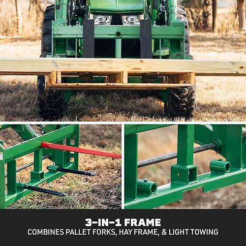 Vista 4 de Titan Attachments Accesorio de horquilla de palet con cuchillas de horquilla de 36 pulgadas, enganche receptor, se adapta a cargadores John Deere