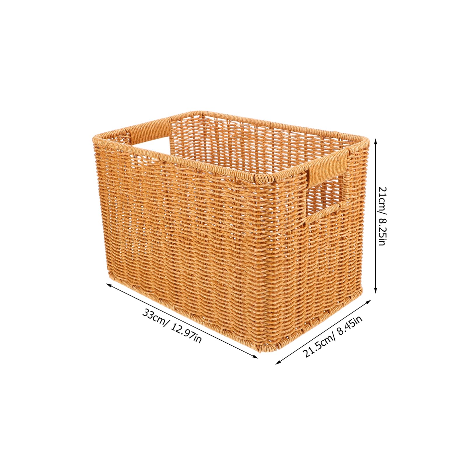 Cabilock Rectangular Imitation Rattan Storage Basket Compact Decorative Organizer for Kitchen Bathroom Bedroom Versatile Woven Storage Bin for Narrow Spaces