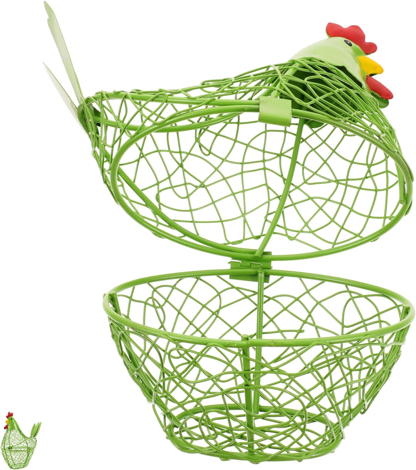 BESTOYARD Egg Basket Metal Wire Egg Baskets Easter Hen Shape Chicken Egg Basket Farmhouse Kitchen Organizer for Eggs Fruit Kitchen Living Room Home Decor