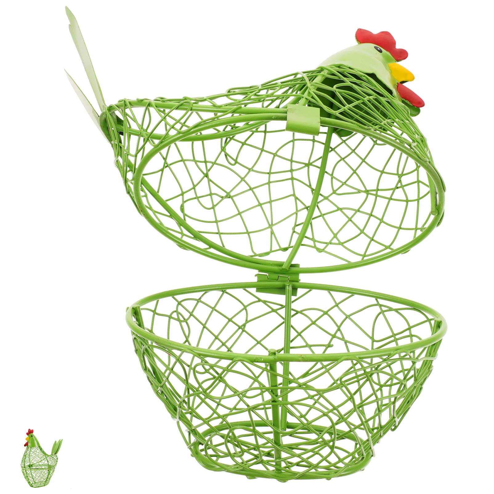 BESTOYARD Egg Basket Metal Wire Egg Baskets Easter Hen Shape Chicken Egg Basket Farmhouse Kitchen Organizer for Eggs Fruit Kitchen Living Room Home Decor