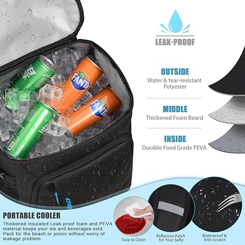 Miniatura 8 de Capolo Mochila térmica aislada a prueba de fugas, 36 latas, bolsa térmica suave para acampar, bolsa térmica Ice Ches