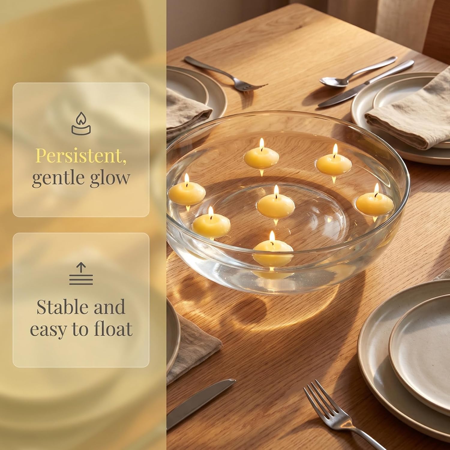 UKCOCO 50pcs Smokeless Floating Candles Pool Centerpiece Decor 1.46" Yellow | Small Floating Lights for Pond Bathtub Wedding Party Proposal Birthday Anniversary