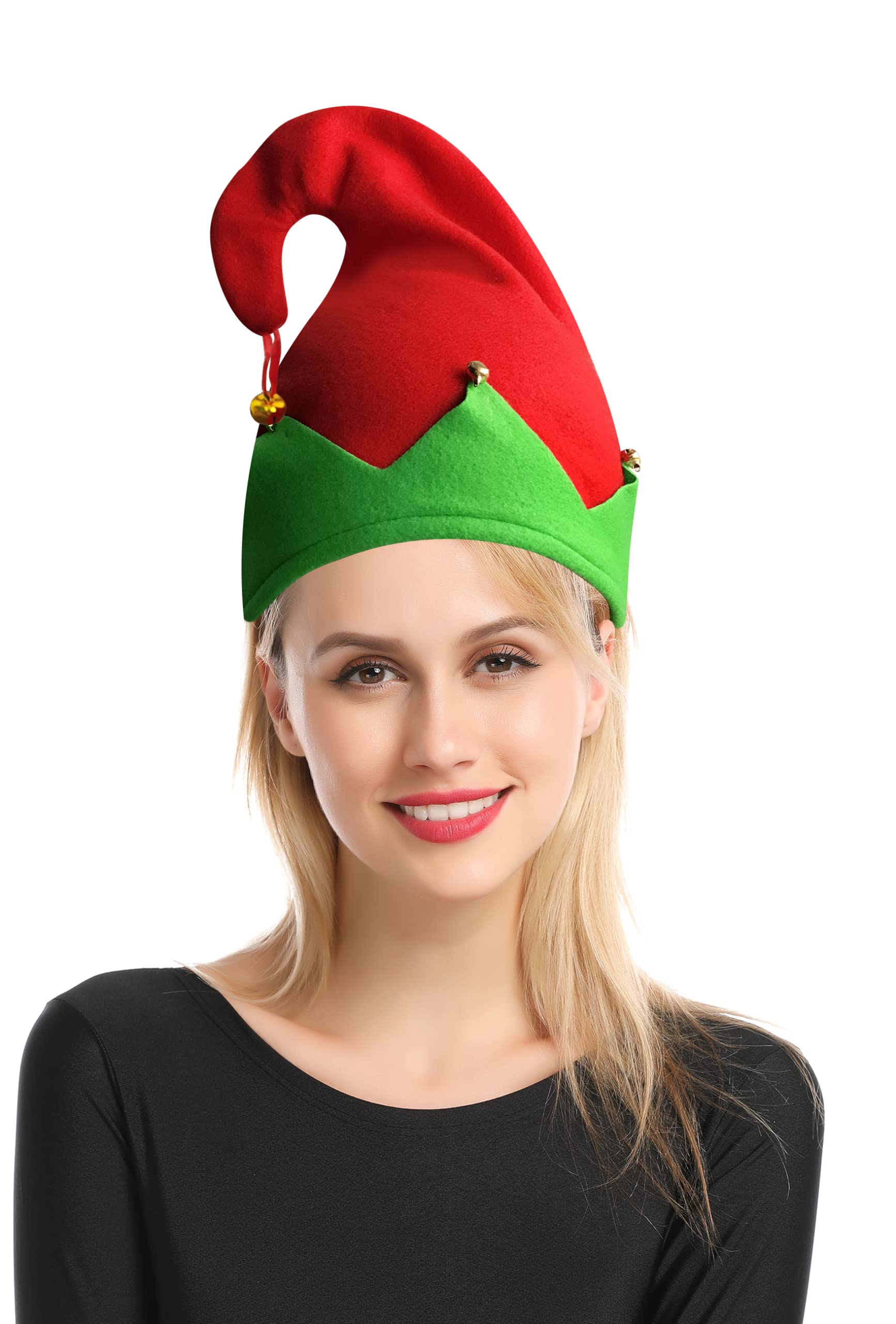 Confezione da 6 cappelli di Babbo Natale con trecce, doppia coda di cavallo, cappelli rossi natalizi e invernali, per Natale e Capodanno, per adulti