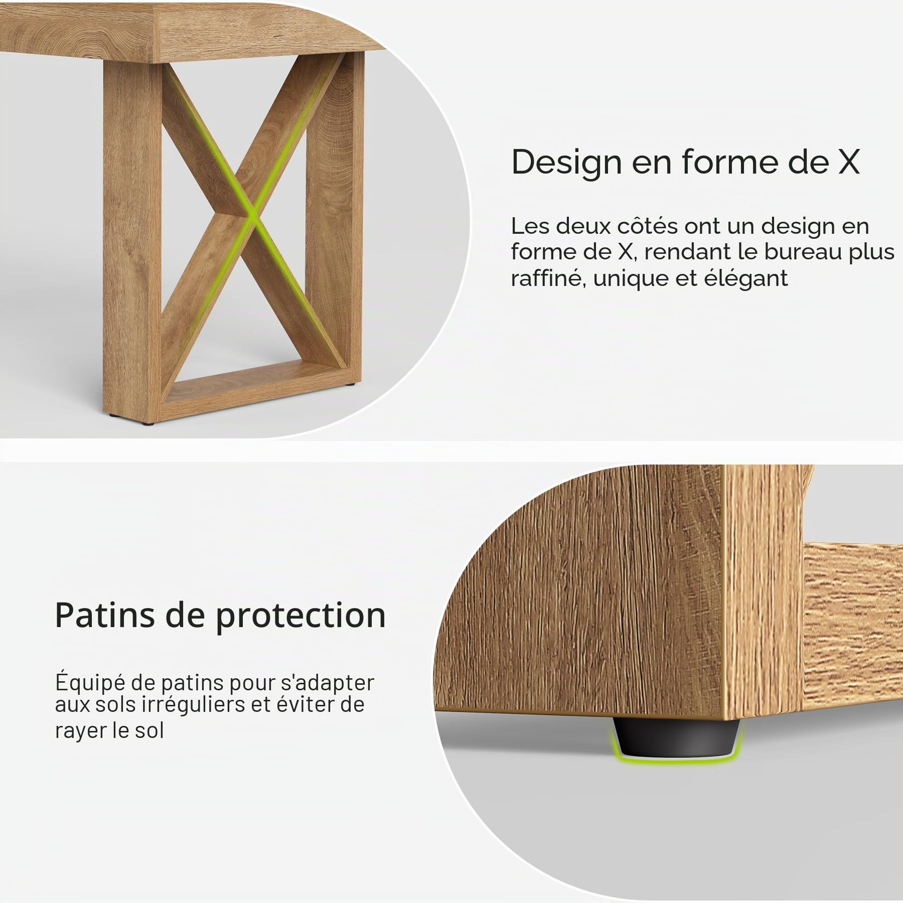 Tribesigns Bureau D'ordinateur, 160 × 80 × 75 cm, Design Épais et Simple, Bureau Gaming, Table d’étude pour la Maison - Étude, Jeu, Rédaction, Brun Jaunâtre