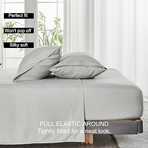Miniatura 10 de WODFAMY Juego de sábanas de microfibra de tamaño matrimonial, extra suaves y profundos, sábanas de hotel de lujo, transpirables y refrescantes, sin