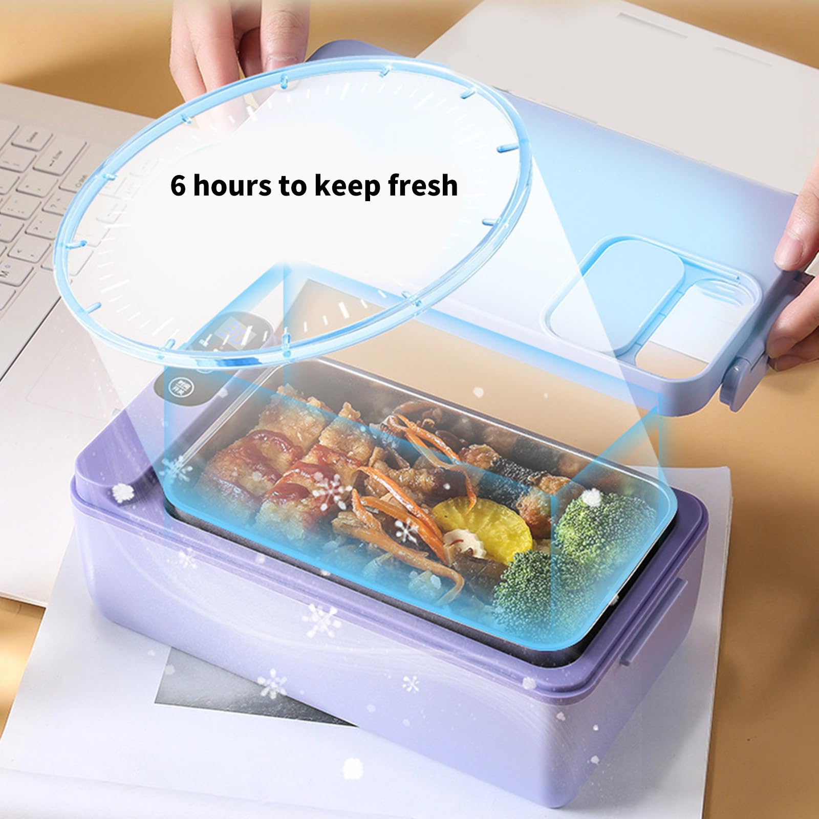 PANGBOER Pratico Riscaldamento Pranzo Organizzatori 3200mAh A tenuta stagna Scatola di Cibo 304Stainless Steel Studente per Uso quotidiano Riscaldamento