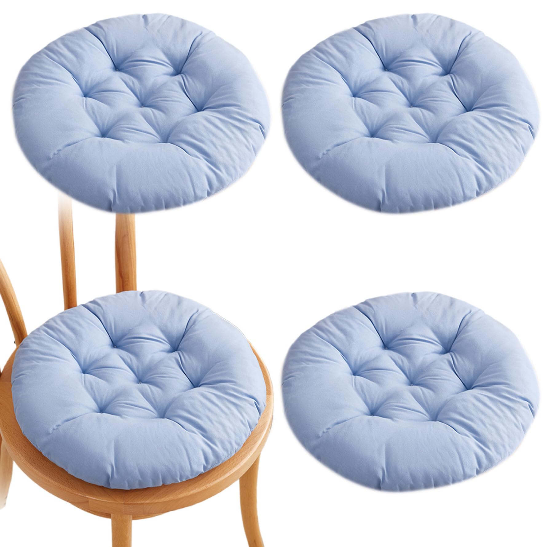 2 Cuscini Rotondi Per Seduta - Diametro 14 Pollici, Morbidi, Per Interni Ed Esterni