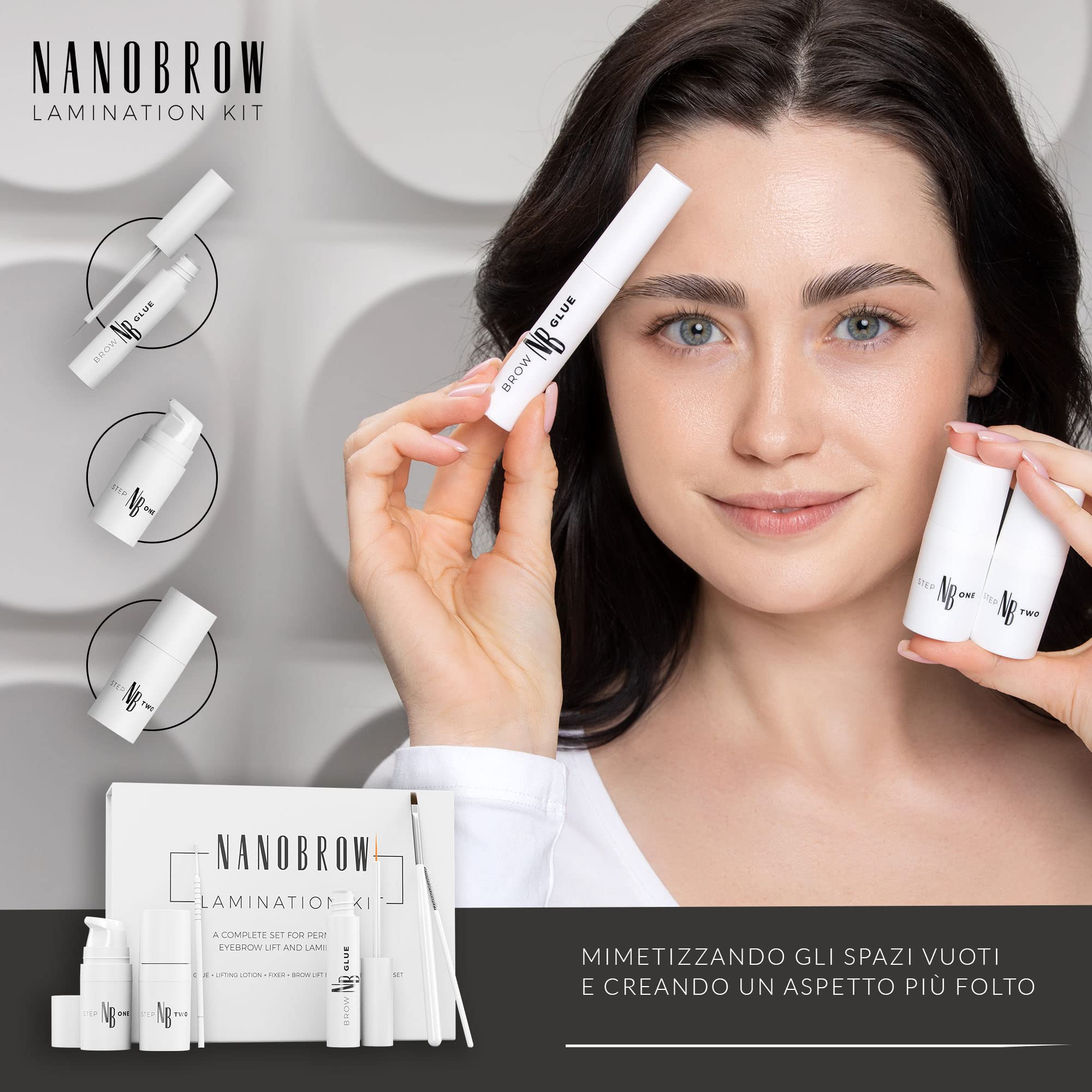 Kit laminazione sopracciglia Nanobrow Lamination Kit – trattamento professionale per sopracciglia perfettamente definite a casa