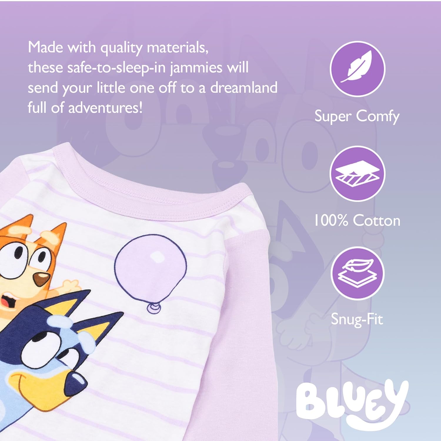 Bluey unisex-child 4-Piece Snug-fit Cotton Pajama Set, Soft & Cute for Kids, BALLOON FUN, 2T - Image 5