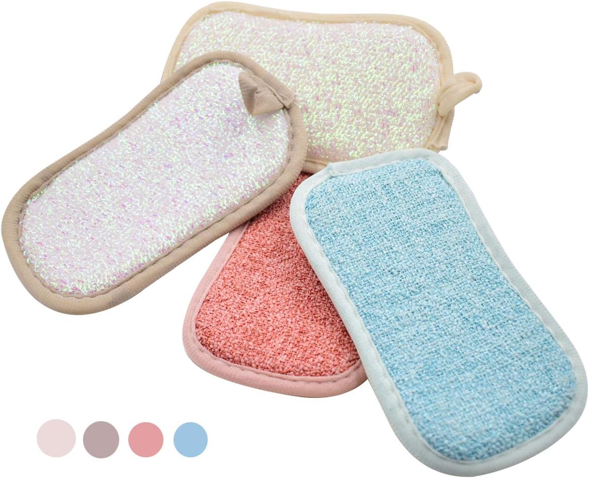 Multi-Purpose Scrub Sponges for Dish Kitchen Non-Scratch Scouring Microfiber Sponges Pots and Pans Cleaning 4 Pack Bulk (4 Pcs)
