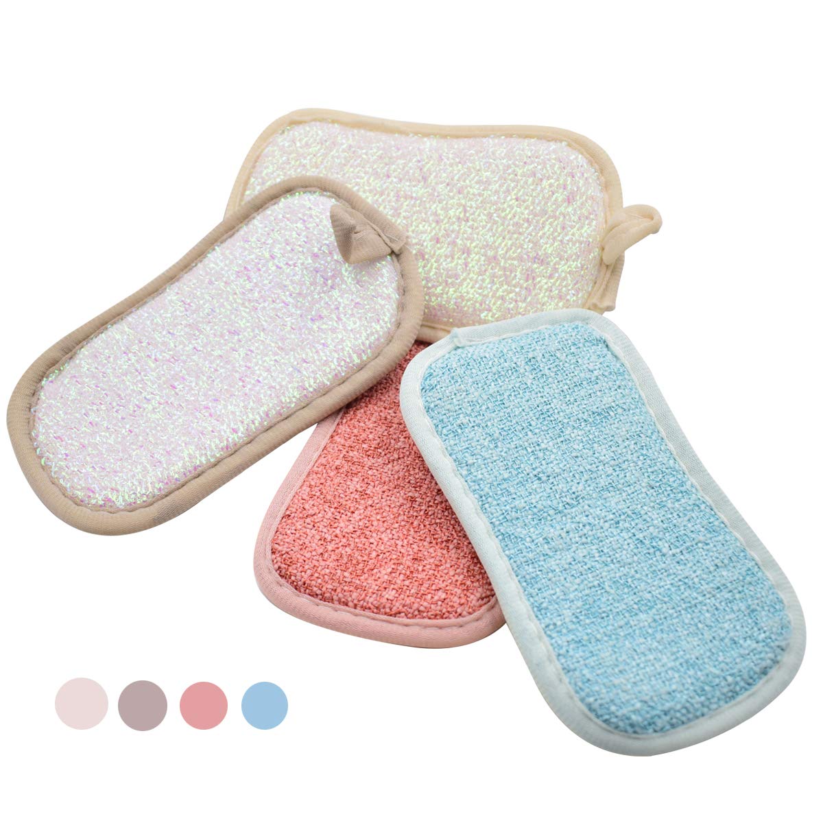 Multi-Purpose Scrub Sponges for Dish Kitchen Non-Scratch Scouring Microfiber Sponges Pots and Pans Cleaning 4 Pack Bulk (4 Pcs)