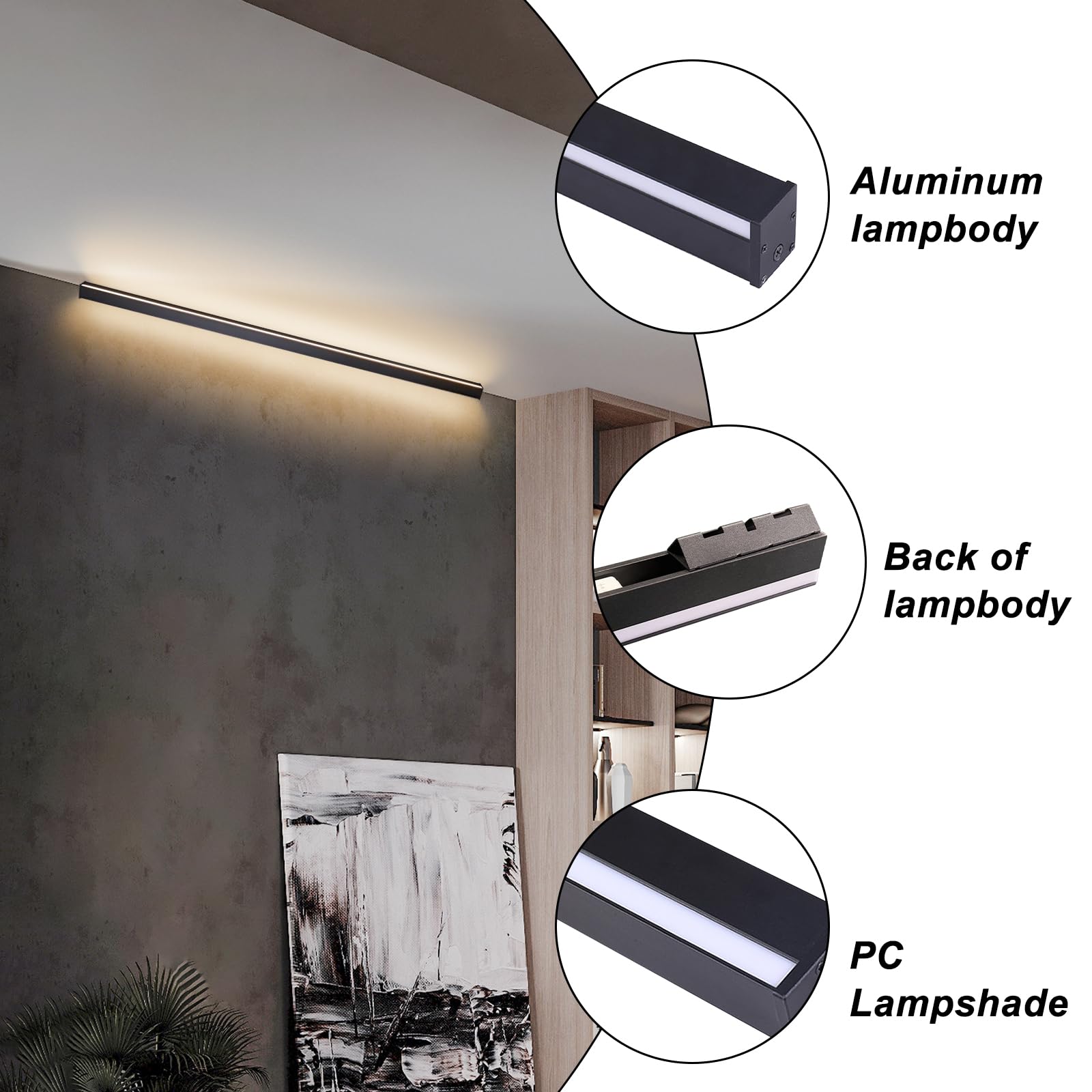 Kinkiet narożny czarny liniowy kinkiet zestaw 2 diod LED akrylowy długi klosz aluminiowy kinkiet LED Angielski nastrój do salonu pokoju zabaw Stwórz żywą imprezę