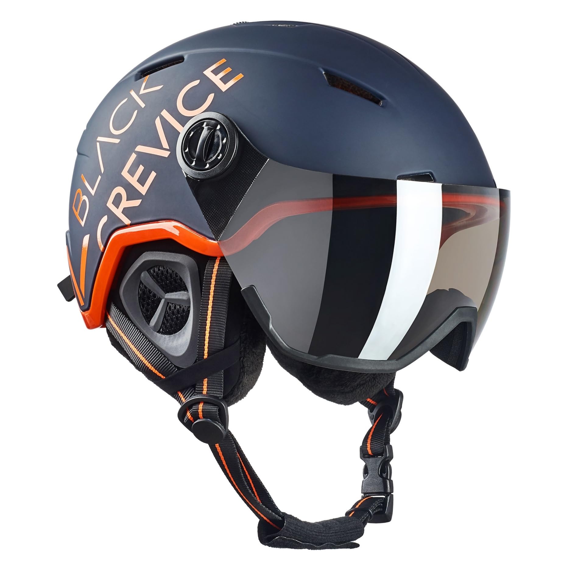 BLACK CREVICE Skihelm Vail I Skihelm mit Visier im Pilotenstyle I Skihelm Herren & Damen I Skihelm aus Polycarbonat I Atmungsaktiver Ski-Helm I Größenverstellbar