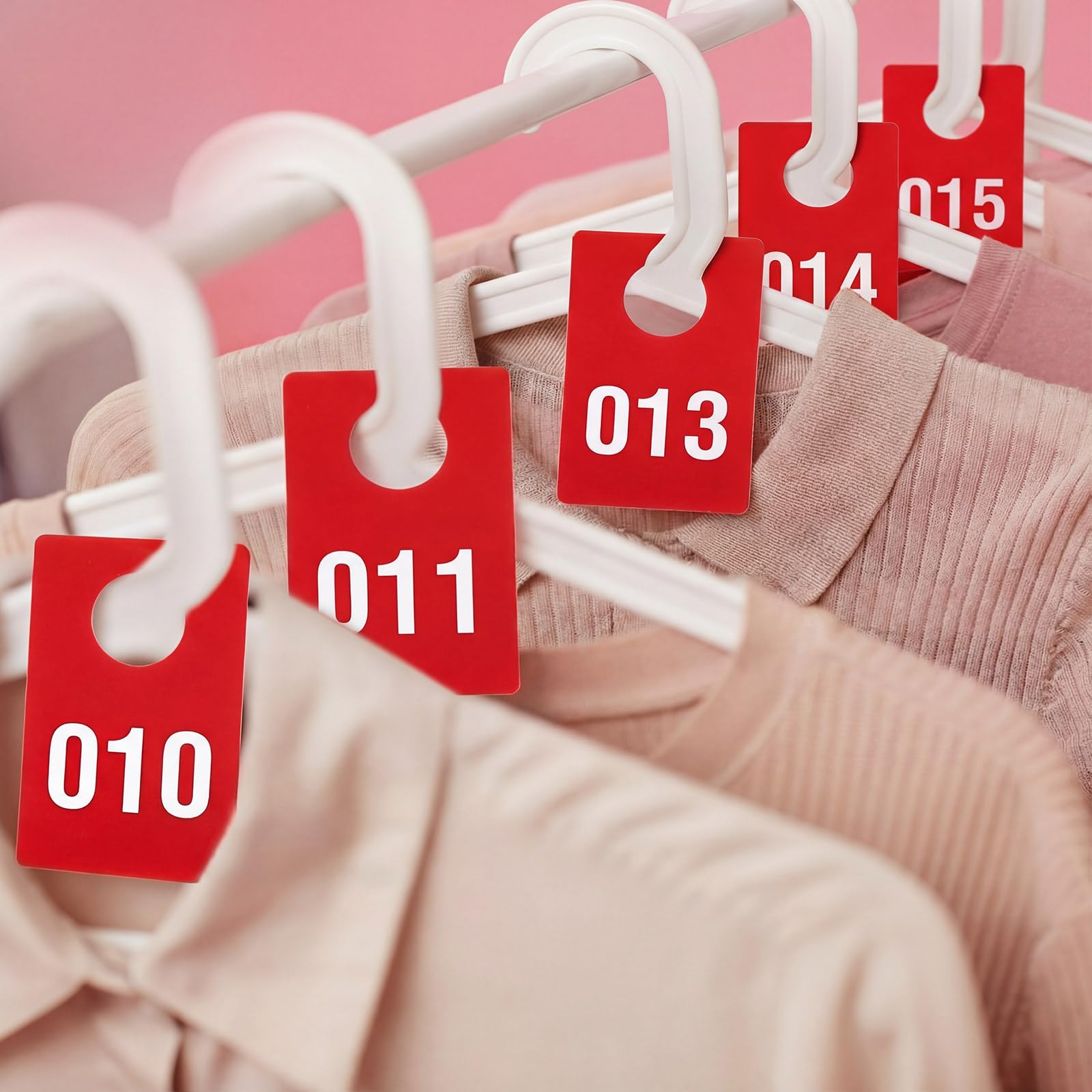 Jetec 1 Set de Tickets de Vestiaire Numérotés de 1 à 200, Jetons Numérotés en Plastique, Impression Recto Verso avec Motifs Normaux et en Miroir, Billets de Tombola pour Événements en Direct (Rouge)
