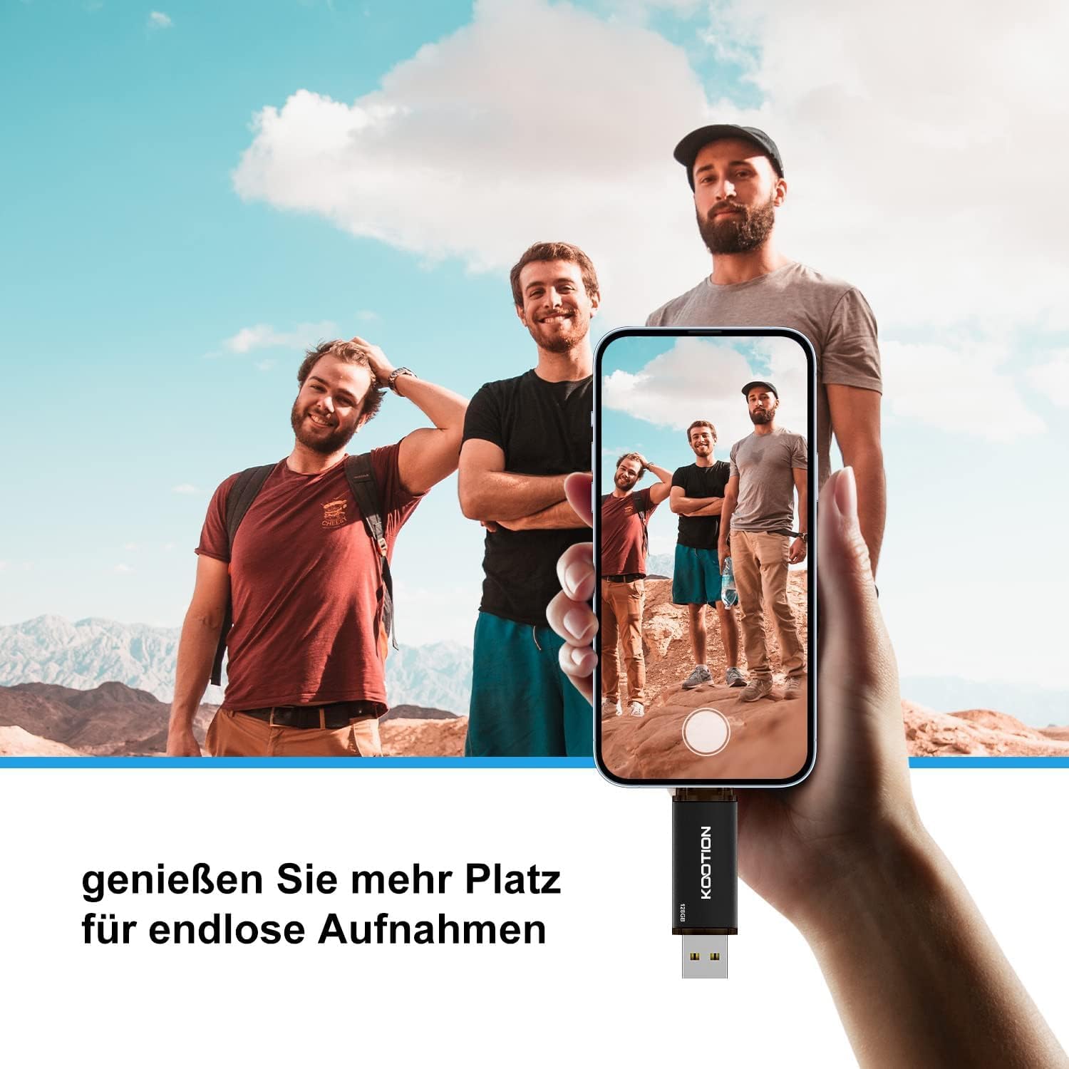 KOOTION Memoria USB 128G, 2 en 1 OTG Pendrive Tipo C 128GB Ligero Pequeño y Práctico Pendrive USB C Dual Interface Duradero USB Flash Drive para Ordenador/TV/Coche/Player, ect (Negro) — view 5