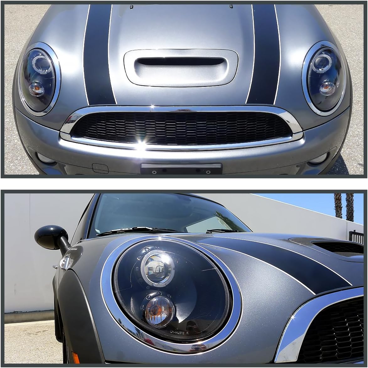 SPEC-D TUNING Halo Ring Black Projector Headlights Compatible with 2007-2013 R56 MINI Cooper Models, Left + Right Pair Headlamps Assembly