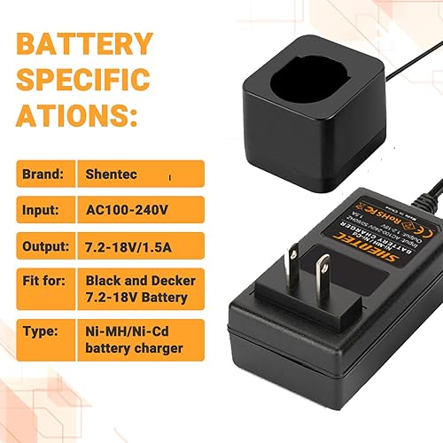 Miniatura 3 de Shentec 7.2V-18v Battery Charger Compatible with Black and Decker PS120 PS130 PS140 PS145 Ni-MH/Ni-Cd Pod Style Batteries