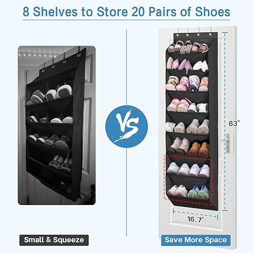 Miniatura 3 de KEETDY Zapatero para puerta y 8 bolsillos profundos para colgar zapatos para puerta y 8 bolsillos profundos