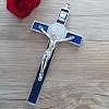 WE St. Benedict Blue Enamel Wall Crucifix Religious Wall Décor 7.5"