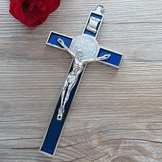 WE St. Benedict Blue Enamel Wall Crucifix Religious Wall DÃ©cor 7.5