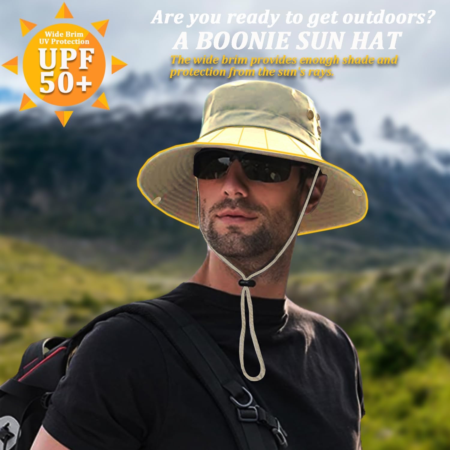 Sun Hats for Men Women, Fishing Hat UV Protection Wide Brim Bucket Hats Foldable Boonie Hat for Hiking Camping Safari - Image 2