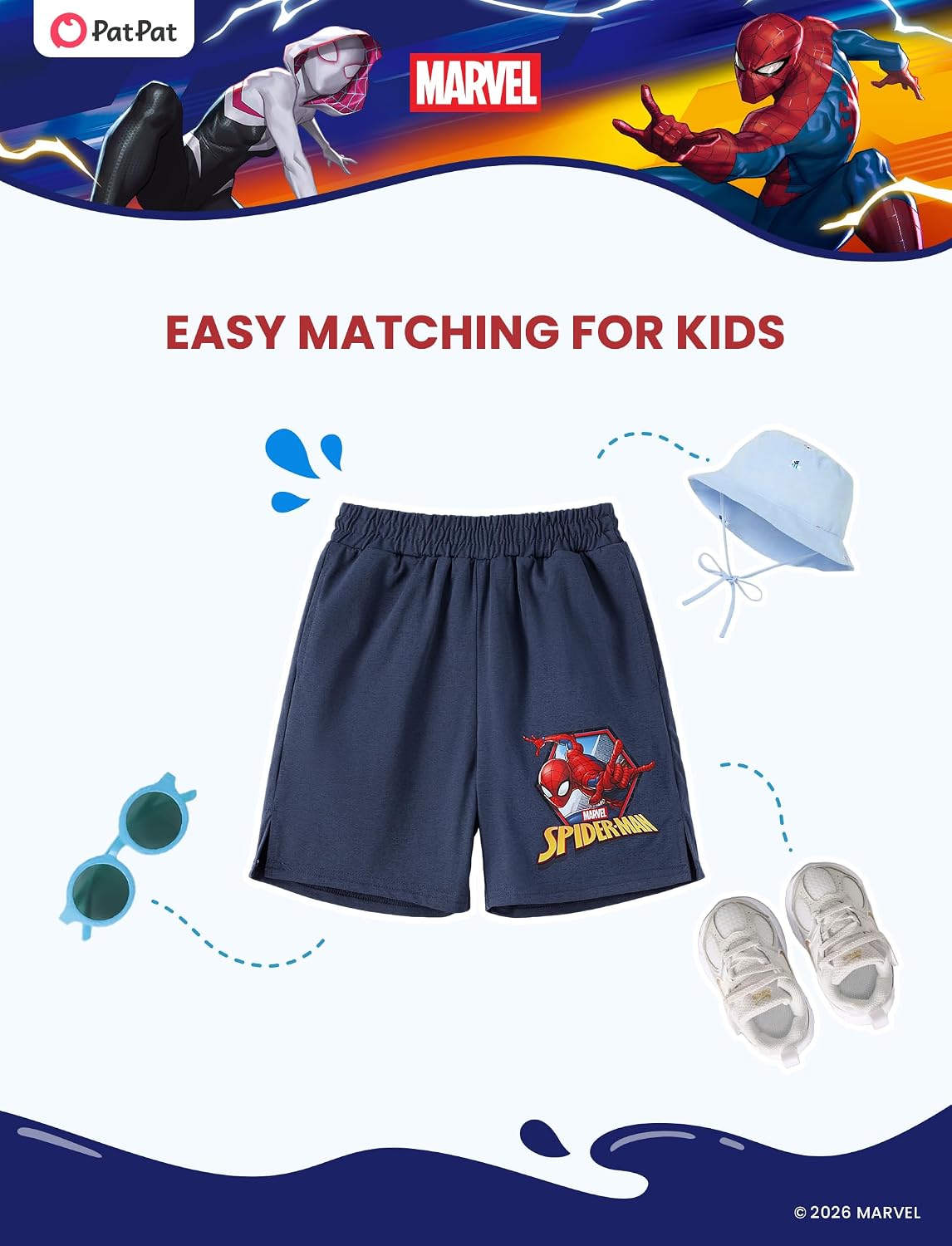 Disney Marvel Officially Licensed Boys Shorts Performance Athletic Active Sports Lightweight Pockets Youth Kids (2-9Y)