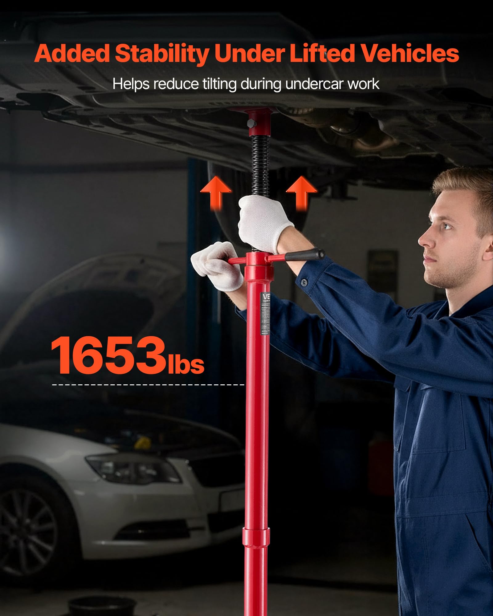 VEVOR Supporto per Fossa e Sottoponte Carico Max. 0,75 Tonnellate, Supporto da Fossa Altezza Regolabile 137,2-213 cm, Maniglia, Cuscinetti a Forma di U Riparazioni Manutenzione Officina Garage