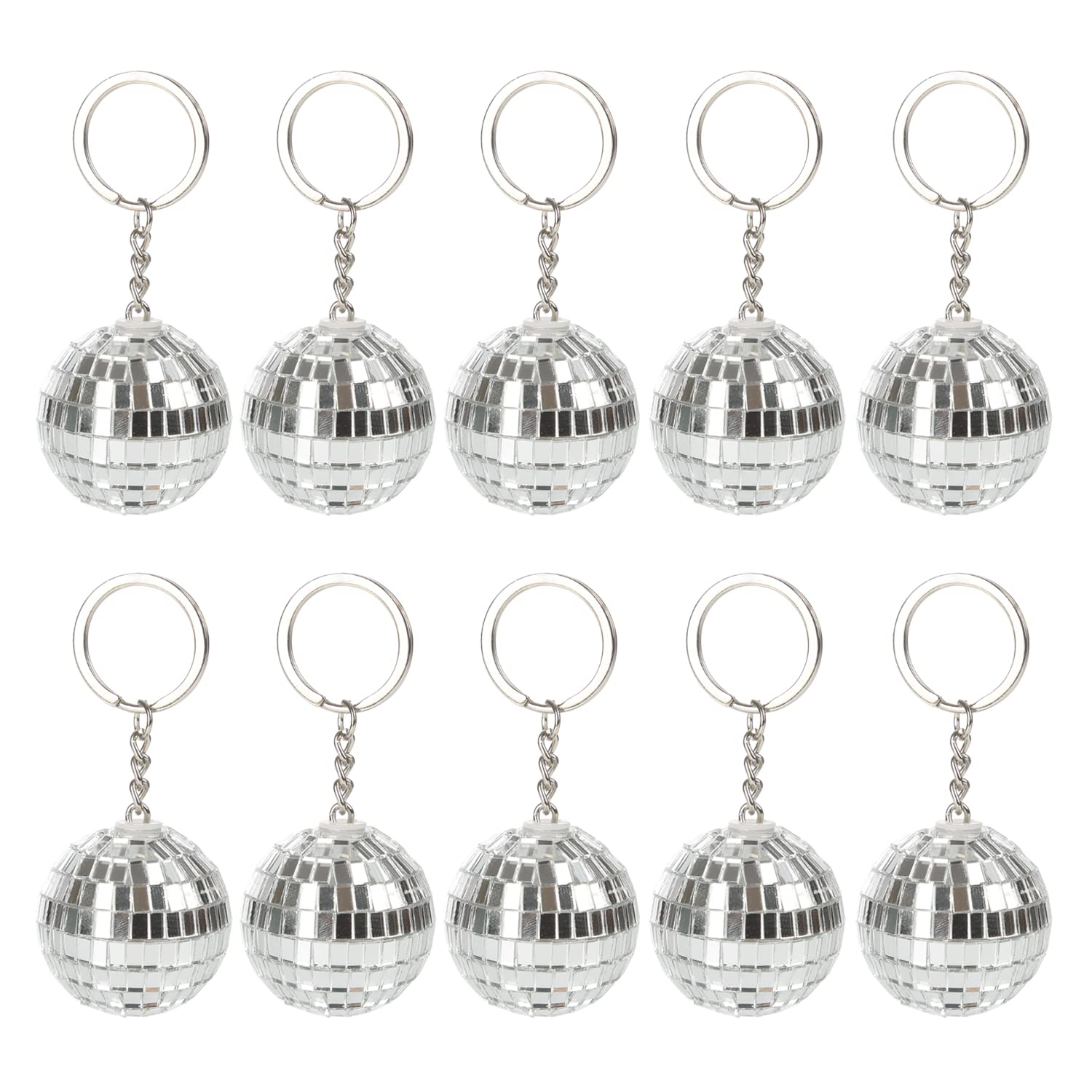 KKC HOME ACCENTS KC Encounter, 12Pcs Disco Ball Keychain Mini 70s Disco Mirror Ball Party Supplies Favors Decorations (Silver, 1.5 Inch in Diameter)