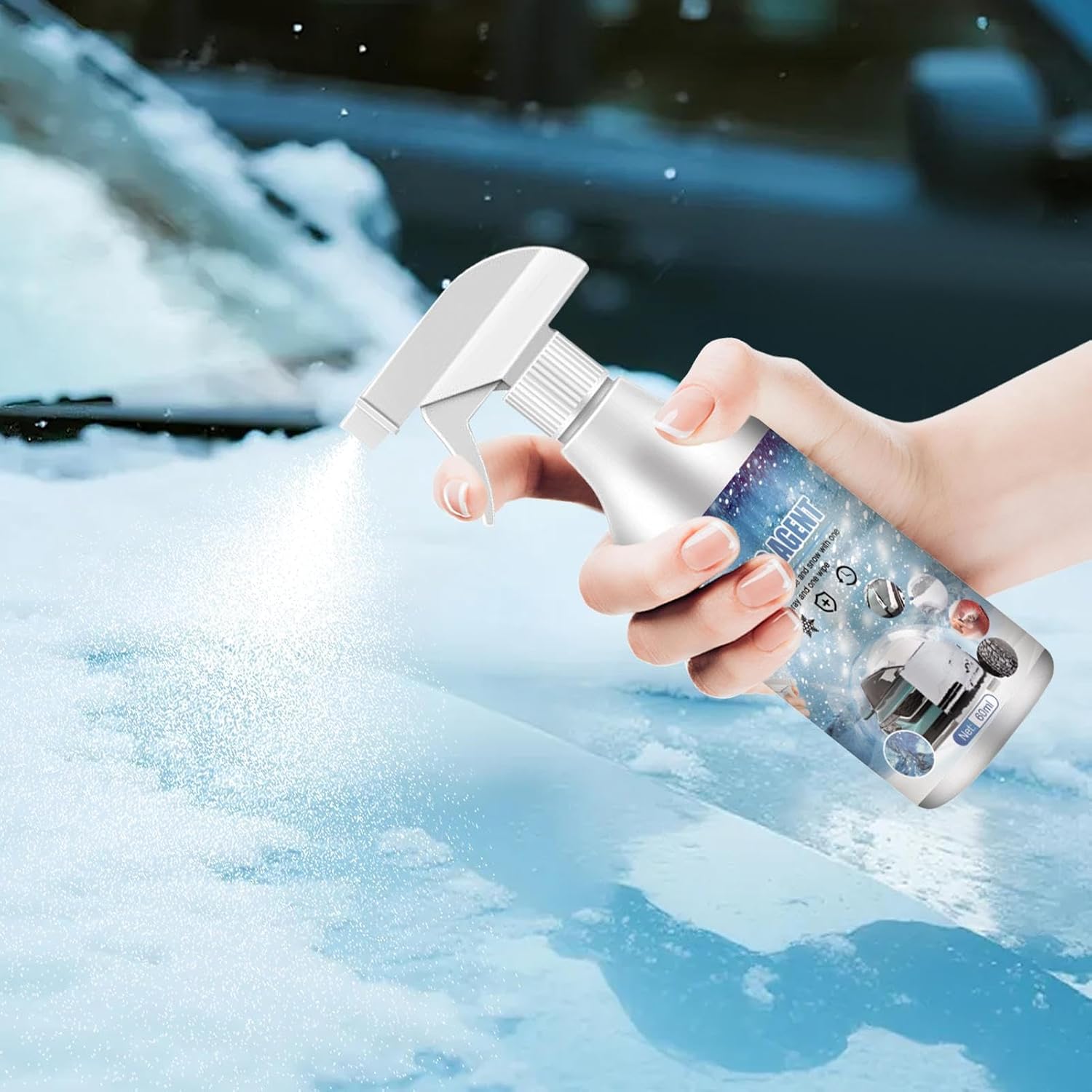Windshield Deicer | 60ml Auto Deicing Liquid,Automotive Window Defroster | for Trucks RVs SUVs Sedans Drivers Adventure Seekers Cold Weather Travelers Commute Road Trips