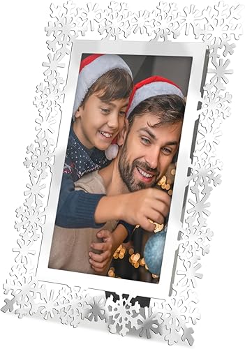 Miniatura 3 de MIMOSA MOMENTS Marco de fotos de metal plateado con texto en inglés "Let's It Snow" (Nieve, foto de 4 x 6 pulgadas)