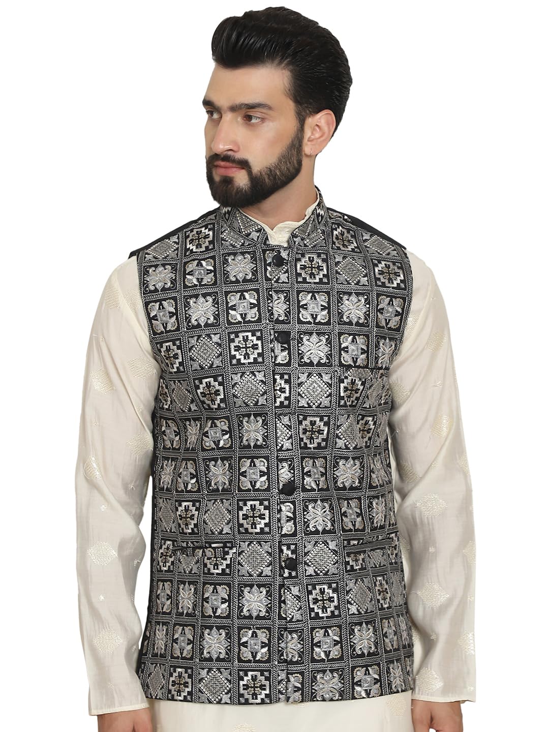 sojanya Since 1958 Men's Premium Silk Box Embroidered Nehru Jacket-picture-37
