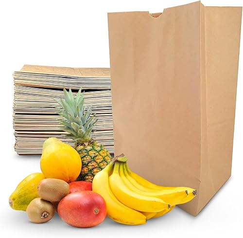 Miniatura 6 de PrimeSaver Bolsas grandes de papel para comestibles, bolsa de papel kraft de 52 libras, color marrón, resistente, bolsa de peso base de 52 libras,