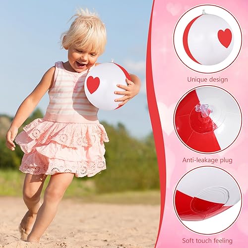 Miniatura 2 de MiniInflat 24 bolas de playa inflables para el día de San Valentín, bolas de piscina de corazón de 12 pulgadas, bola de agua, bola de agua, clásica,