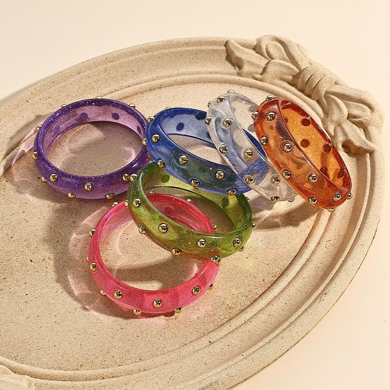 Punk Colorful Shimmer Acrylic Resin Bangle Bracelet Transparent Plastic Wristbands Wide Irregular Geometric Cuff Bangle Bracelet for Women Jewelry - Image 4
