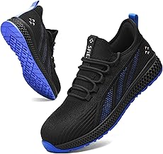 SPIEZ Scarpe Antinfortunistiche Uomo Donna,Leggere,Traspiranti,Slip-On con Punta in Composito,Sneakers da Lavoro Ideali per Uso Quotidiano,Nero Blu,Taglie EU 35-46